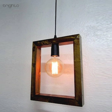 چراغ آویز چوبی هندسی مربع